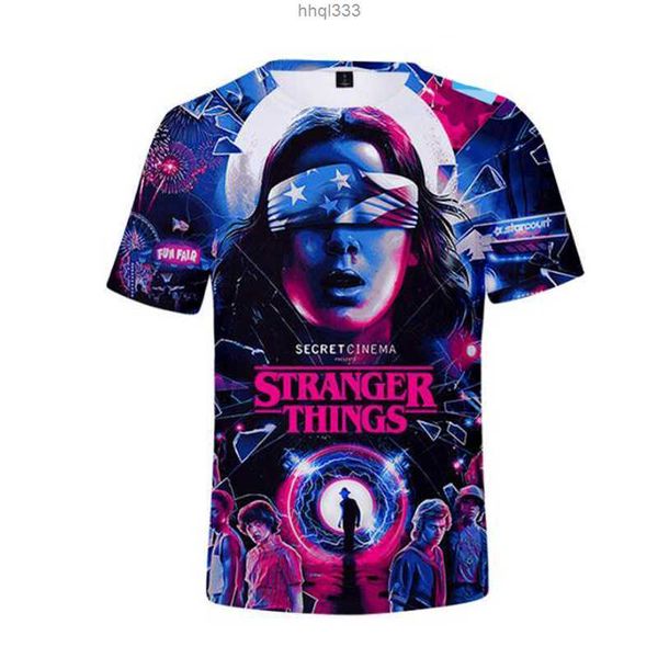 

cmxb edlg stranger things 4 hellfire club 3d print kids t-shirt boys/girls casual tees streetwear hip hop funny tshirt children clothes, Blue