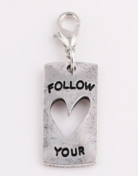 

whole 20pcslot vintage silver follow your heart tag diy charms dangle pendant fit for glass living floating locket3708387, Bronze;silver