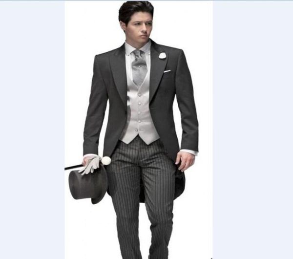 

custom made groom tuxedos peak lapel men039s suit morning style groomsmanbridegroom weddingprom suits jacketpantsti9980912, Black;gray