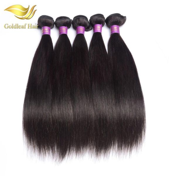 

goldleaf 1pc malaysian human straight weft brazialin hair peruvian hair indian mongolian virgin remy hair83355155005847, Black