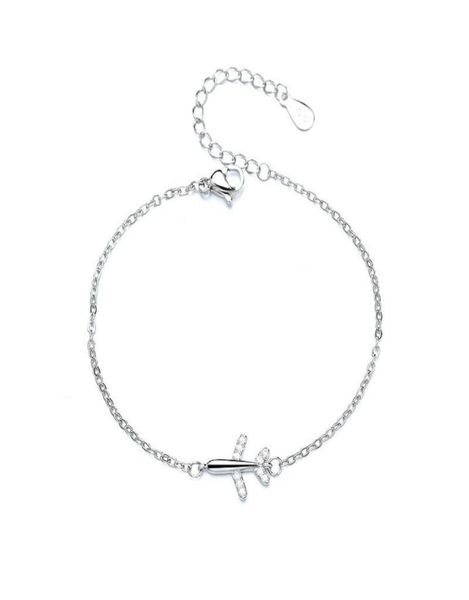 

charm bracelets a girl039 original design paper airplane chain inlaid zircon adjustable bracelet for women bangle jewelry5100824, Golden;silver