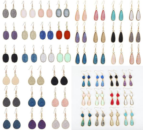 

simple resin teardrop round druzy drusy oval charms earrings handmade gold earings for women party birthday gift3477069, Golden