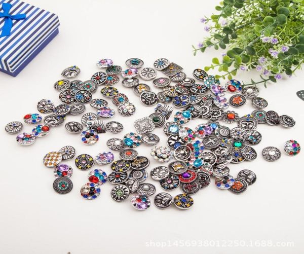 

50pcslot metal vintage 18mm snap button for snap jewelry rhinestone buttons fit snap bracelet necklaces whole fashion mixed s7370977