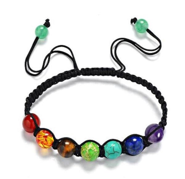 

7 chakra healing balance beads bracelet yoga life energy bracelet lovers casual jewelry5885396, Black