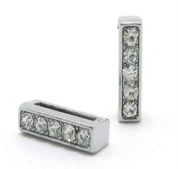 

50pcslot 8mm i full rhinestones bling slide letter diy alphabet charms fit for 8mm leather wristband bracelet sl00078991324, Bronze;silver