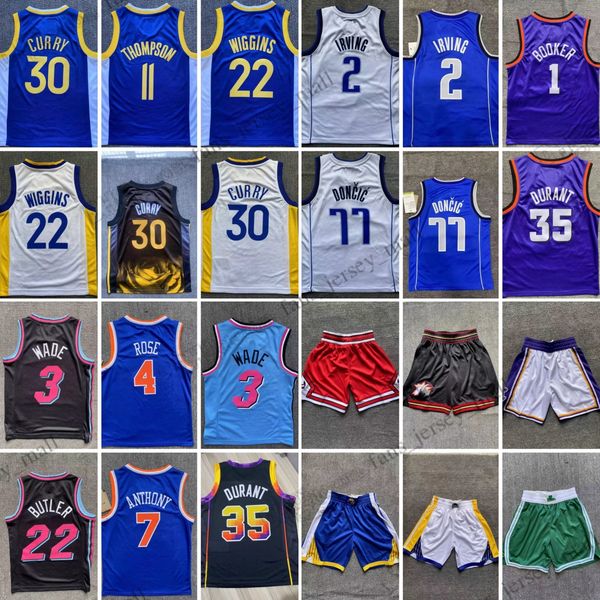 

printed youth basketball jersey shorts team iverson curry thompson wiggins james davis tatum brown irving doncic butler wade mcgrady carter, Black;red