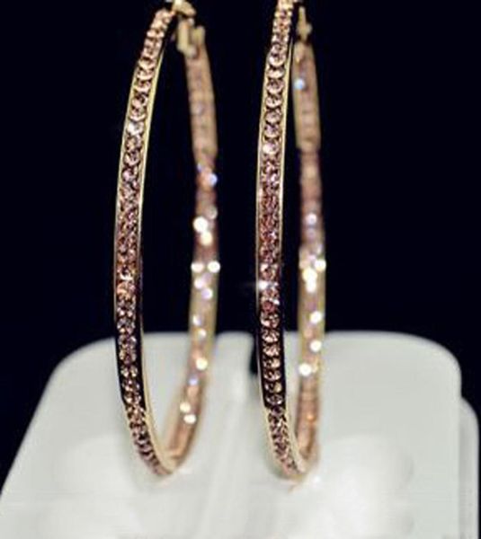 

2017 popular earrings with rhinestone circle simple earrings big circle gold color hoop earrings for women e0052717516, Silver