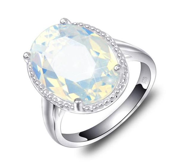 

6 pcs 1 lot luckyshine classic jewelry fire oval white moonstone crystal gems 925 silver wedding party woman ring7547803, Golden;silver