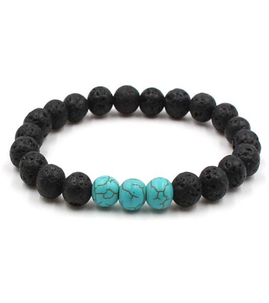 

8mm lava rock turquoise bracelets lapis lazuli elastic bangles for women men yoga bracelet gift7799032, Golden;silver