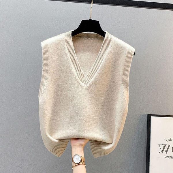 

tanks yemoggy women camisole outside spring and autumn indoor wear new knit sweater vest 2022 new vneck solid casual loose tanks, Black;white