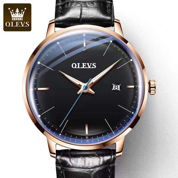 

olevs men's watch fully automatic mechanical glow 42mm men's watch, Slivery;brown