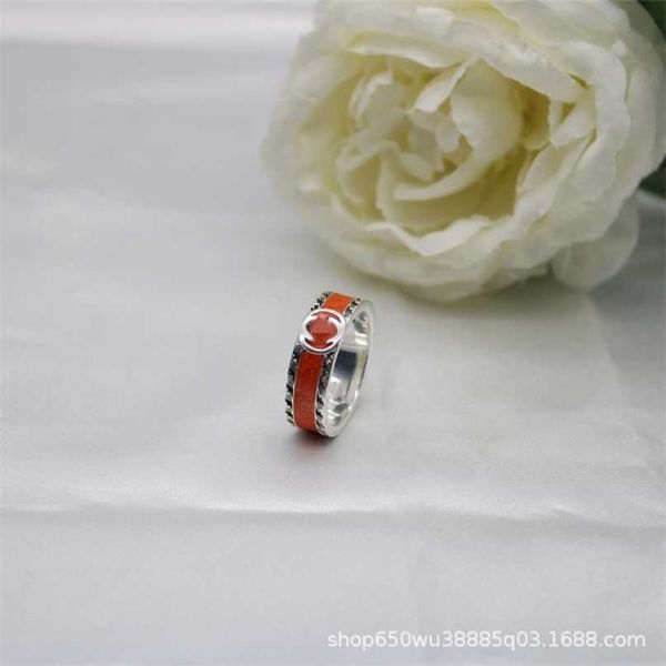

60% off designer jewelry bracelet necklace 925 ancient green orange interlocking enamel personality male female ring, Silver