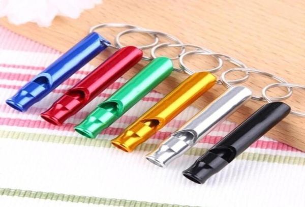 

mini aluminum whistle keychain portable self defense keyrings rings holder dogs training keychains6215495, Slivery;golden