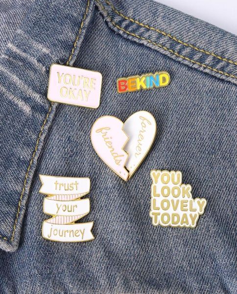 

letter bekind i am ok enamel brooches pin for women fashion dress coat shirt demin metal funny brooch pins badges promotion gift 29733741, Gray