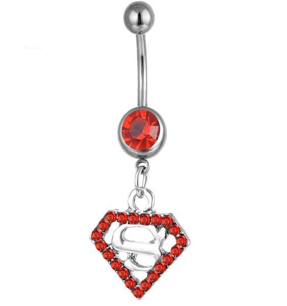 

d0422 red color belly navel button ring0123456789106341655, Silver
