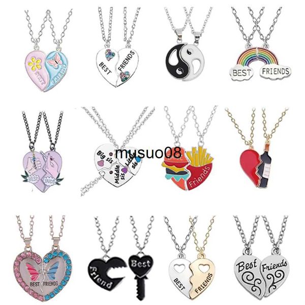 

pendant necklaces fashion friends honey love couple pendant necklace 2 pcs/ set chain choke broken heart bff good friendship jewelry gift j2, Silver