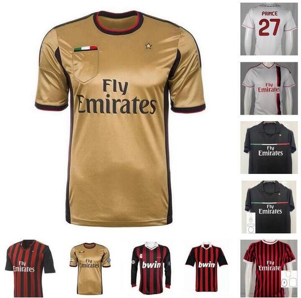 

ac milans 2009 2010 2011 2012 2013 2014 retro soccer jersey 09 10 11 12 13 14 ronaldinho maldini pato seedorf inzaghi ibrahimovic pirlo vint, Black;yellow