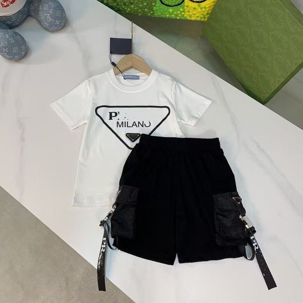 

designer baby kids clothing sets children's high-quality luxury designer 2 pieces summer t-shirt festival clothing cartoon short sleeve, White