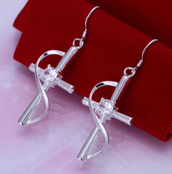 

women039s white gemstone 925 silver dangle chandelier earring inlaid stone cross sterling silver plate earrings gsse1948592096