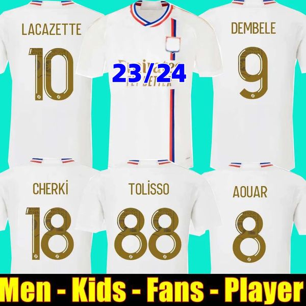 

soccer jersey fans player 23 24 maillot 2023 2024 digital fourth football shirts toko ekambi cherki aouar home lyonn dembele tolisso, Black;yellow