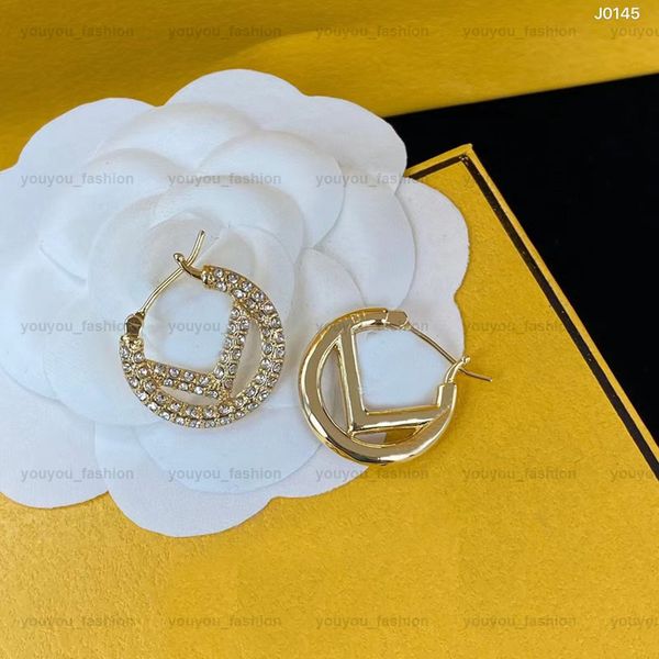 

designer earrings luxury brand letter design earrings fashion gifts, Golden