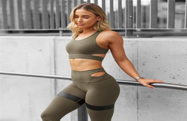 

women yoga fitness sports sets gym workout sportswear 2 pieces set tracksuits bra yoga suits full length legging7046663, White;red