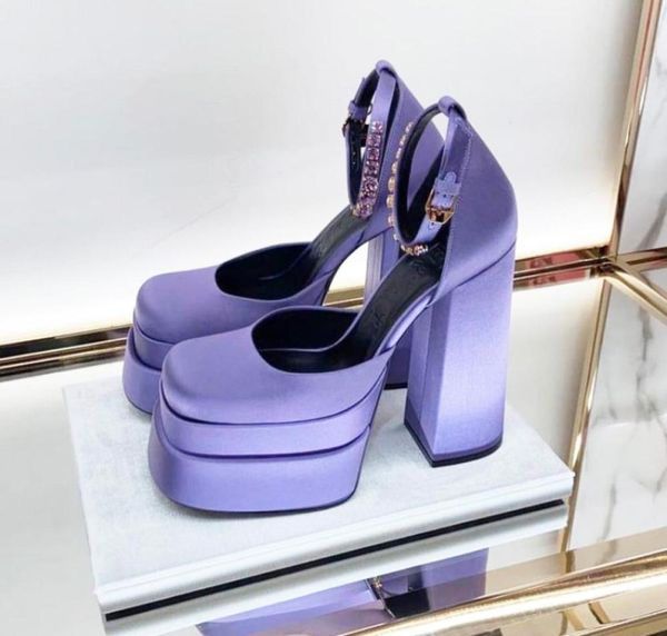 

2022 aevitas satin platform pumps shoes crystalembellished purple5914372, Black