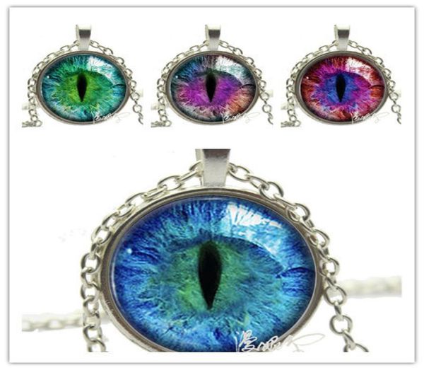 

fashion jewelry cat eye necklace pendant charm rhinestone ethnic necklace for men women ship5416802, Silver