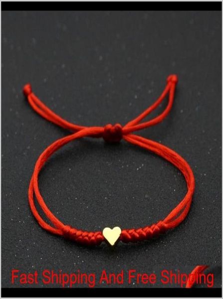 

gold silver love heart charm bracelet women men lovers039 wish good lucky red string braided adjustable couple bracelets friend8094645, Golden;silver