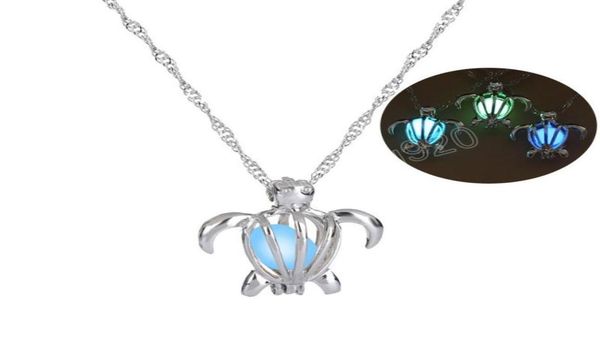 

fashion glow in the dark necklace ladies retro turtle luminous beads pendant necklace halloween party jewelry gifts9186538, Silver