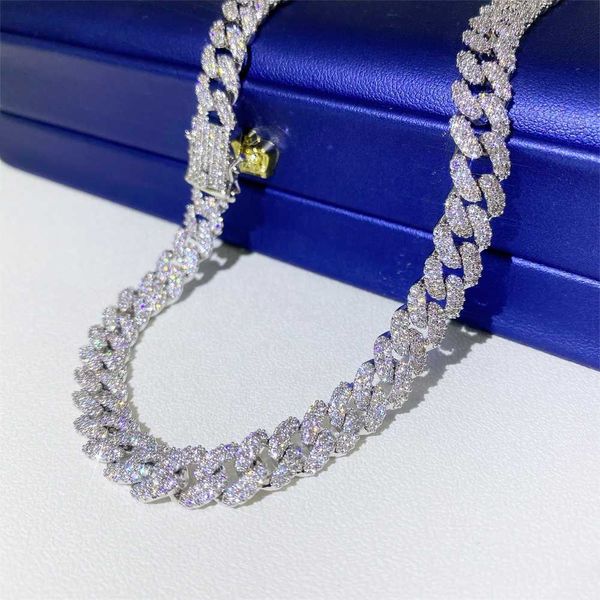 

pass diamond tester 925 silver vvs moissanite custom hip hop jewelry iced out cuban link chain rappers necklace