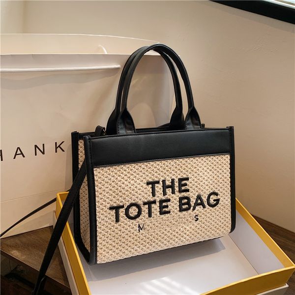 

straw tote bag woven woman shoulder bag fashion handbags purses large capacity pu leather luxruy totes womens crossbody shopping bag
