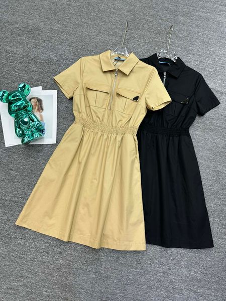 

women's casual dresses lapel dress triangle letter dress for women designer short sleeve skirts ladies party night club dress, Black;gray
