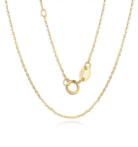 

vojefen au750 jewelry real gold necklace 18k pure gold necklace for women and men18 k yellow rose chain3404547, Silver