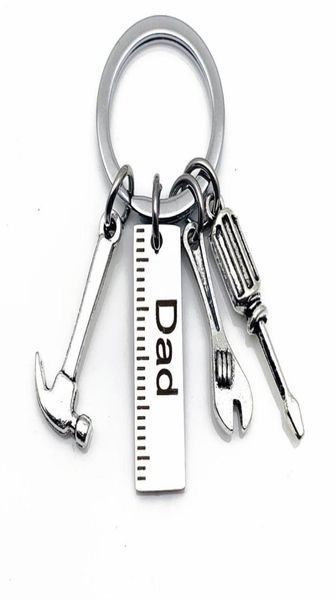 

2020 new stainless steel keychain dad papa grandpa diy hammer screwdriver wrench dad039s tools key chain for father039s day 4427825, Slivery;golden