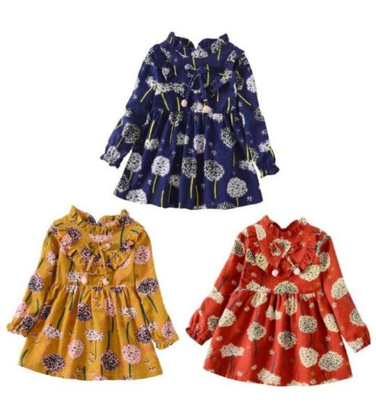 

toddler baby girls dress long sleeve floral flower print dress girl costume children039s clothing for girls kids dresses7682840, Red;yellow