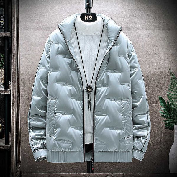 

thicken fashion custom puffer coat for men winter wholesale warm stand neck casual puff jacket plus size duck down jacket sb, Black