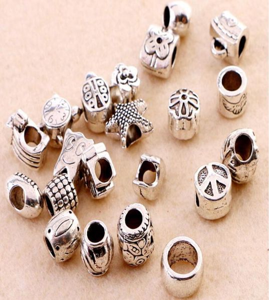 

loose beads mixed antique silver acrylic beads spacers beads fit pandora bracelet european charm bracelets chain bracelet accessor6714220