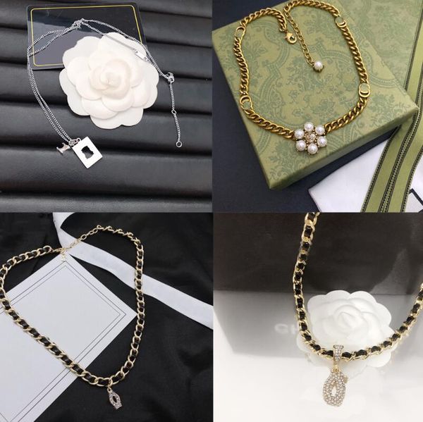 

luxury designer pendant necklaces women 18k gold plated letter clavicular link chain lovers metal jewelry accessories, Silver