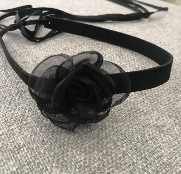 

2020 new classic camellias flower choker pure black dark retro tie punk necklace choker without buckles neck accessories2024457, Golden;silver