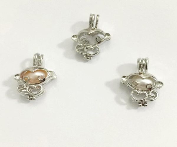 

18kgp monkey cage pendant fittings can open and hold pearl gem beads locket cage diy fashion jewelry charms4927439, Silver