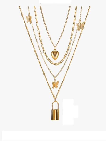 

chokers bohemian vintage butterfly choker necklace for women street style statement lock gold color luxurious jewelry4138495, Golden;silver