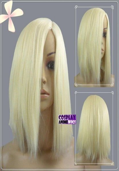 

35cm light golden blonde heat styleable no bang short cosplay wigs 97lgb3275471, Golden;white