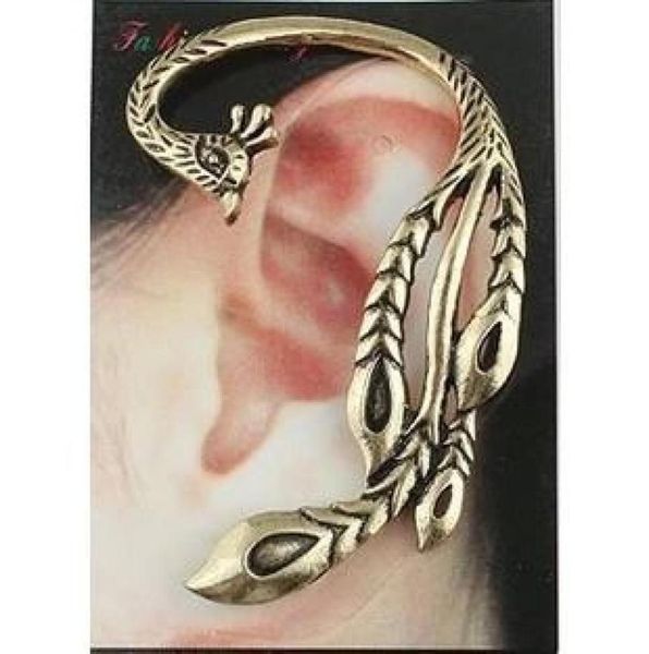 

vintage punk peacock phoenix ear cuff earrings new arrival bronze 12pcslot6291060, Silver