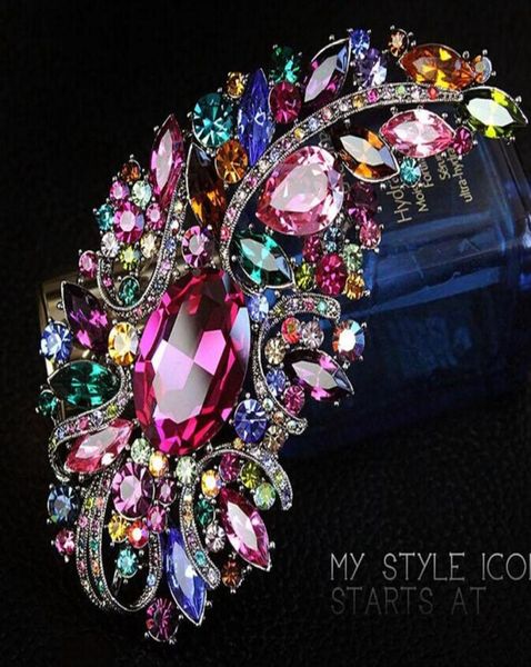 

5 inch huge size elegant luxurious multicolored rhinestone crystal diamante large gift brooch 10 colors available5246382, Gray