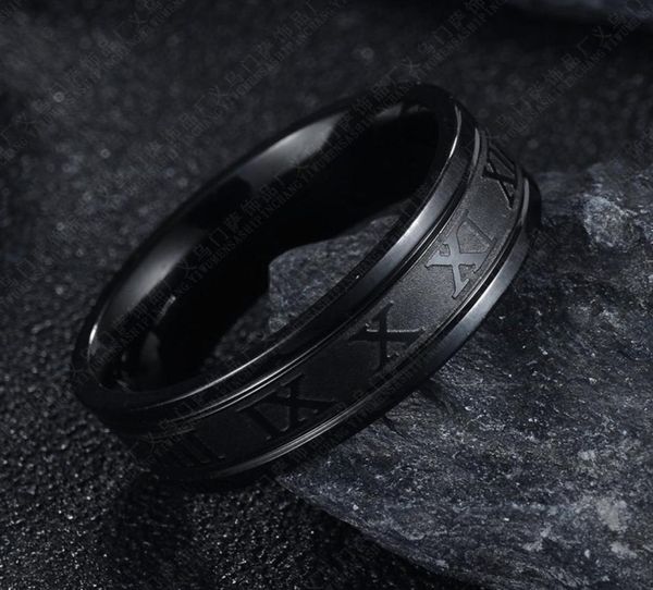

2020 vintage roman numerals temperament fashion 6mm width stainless steel rings for men jewelry gift 823 t28036298, Silver
