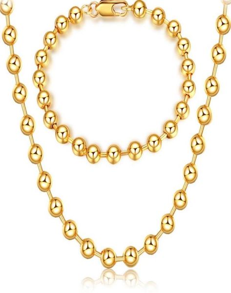 

mark 18k gold platings circular bead necklace bracelet man woman 6mm buddhism bead gold bracelet necklace wedding jewelry set7242351, Silver