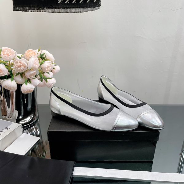 

ballet flats luxury desiger women casual shoes genuine leather ccs mesh design woman loafers shoe spring autumn round toe slip on female fee, Black