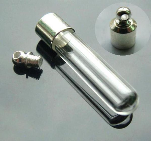 

100 mix style glass jewelry perfume bottles lockets oil charms vial pendants vials glass charmsbottles screw 3956513860028, Silver