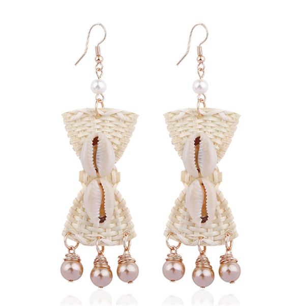 

conch shell earrings diy handmade vine weaving earrings beizhu pearl earrings for women amazon vintage earrings, Golden